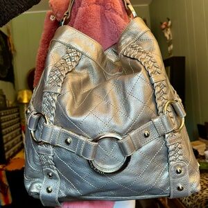 NWT Isabella Fiore Platinum Italian Leather XL Quilted Bag